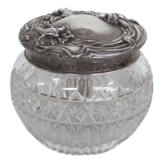 Cut Crystal Glass Dresser Powder Vanity Jar Box 4338b For Sale
