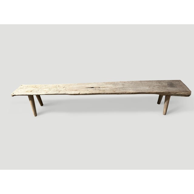 Contemporary Andrianna Shamaris Impressive Long Teak Wood Bench For Sale - Image 3 of 6