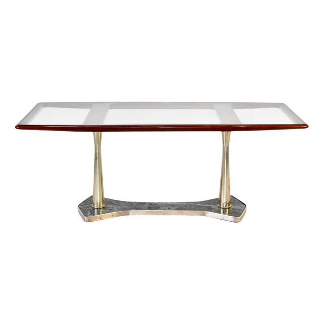 Italian Dining Table in Teak and Marble, 1960s For Sale