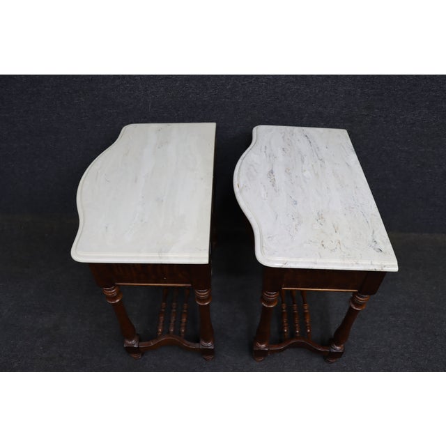 Brown Pulaski Furniture Oak Nightstands With Faux Marble Tops, Pair For Sale - Image 8 of 15