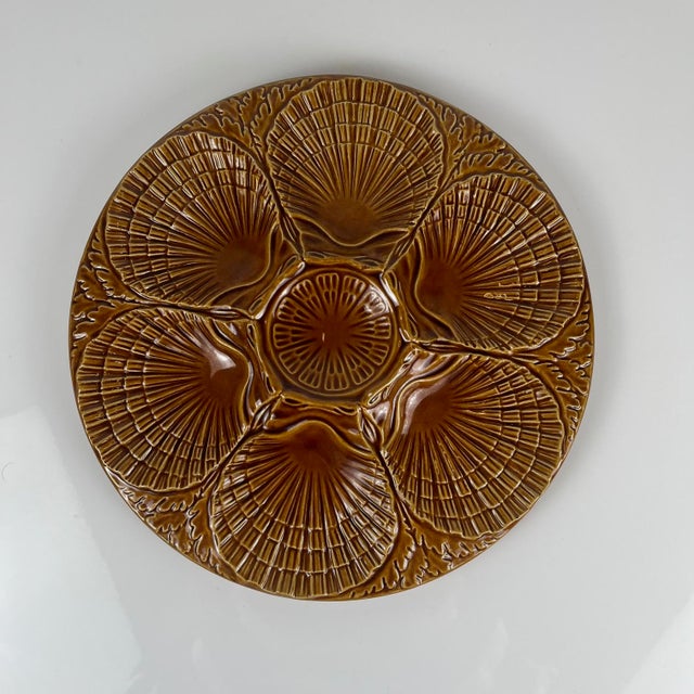 Ceramic Oyster Plates in Barbotine from Secla, Portugal, 1970s, Set of 6 For Sale - Image 7 of 9