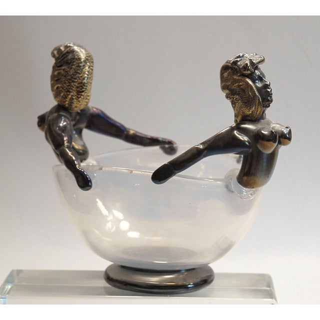 1930s Iridescent Bowl with Figurine in Head Position attributed to Ercole Barovier, 1930s For Sale - Image 5 of 17