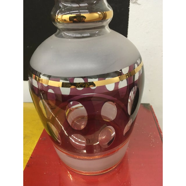Etched Glass Decanter With Stopper For Sale In Providence - Image 6 of 9