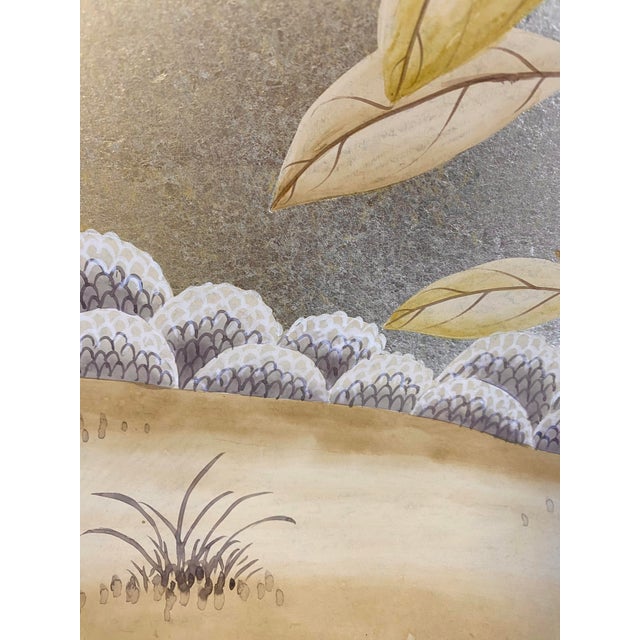 Chinoiserie Hand Painted Wallpaper Panel Chinoiserie Gated Garden For Sale - Image 3 of 7