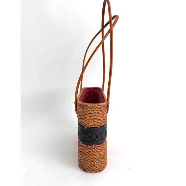 Handwoven Vintage Lomboc Rattan Basket Bag For Sale In Los Angeles - Image 6 of 10
