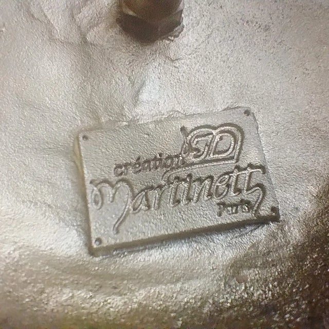 Coral Hand-Carved Gold-Plate Lidded Black and White Stripe Ceramic Box France New For Sale - Image 12 of 12