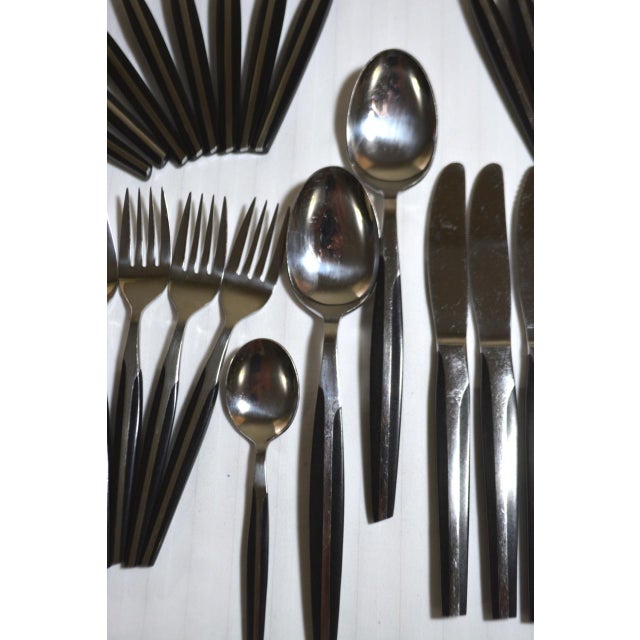 1950s MidCentury Modern Eldan Black and Stainless Steel Flatware 8