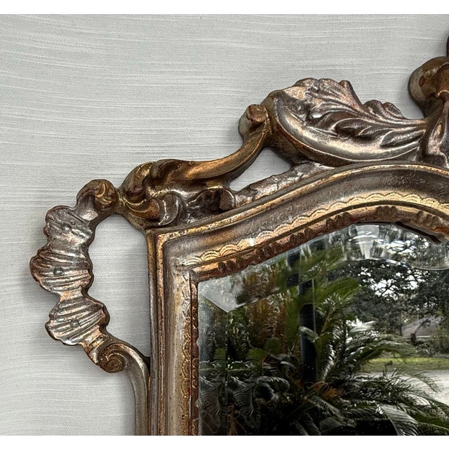 Late 20th Century Vintage Hollywood Regency French Rococo Baroque Antique Gold Finish Wall Mirror For Sale - Image 5 of 9