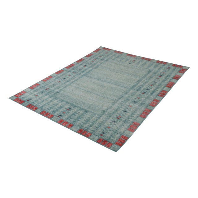Mid-Century Modern Rug & Kilim’s Delta Rug in Marine Blue, 10x14 For Sale - Image 3 of 6