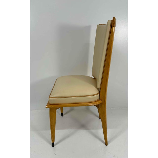 Art Deco Chairs in Maple and Cream Leather, 1930s, Set of 10 For Sale - Image 9 of 11