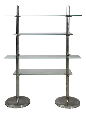 Italian Modern Metal and Glass Bookcase, 1980s