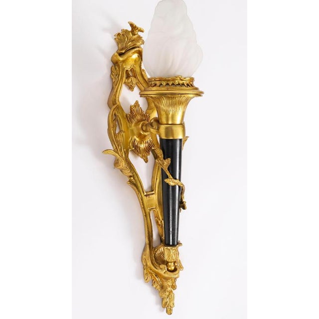Goldenrod Antique Rococo Revival Ormolu and Glass Wall Lights, 1890s, Set of 2 For Sale - Image 8 of 10