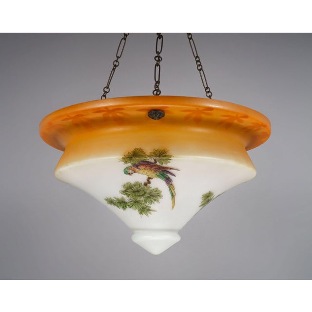 Art Deco Glass Plafonnier or Flycatcher Shade with Parrot Decoration, 1930s For Sale - Image 6 of 6