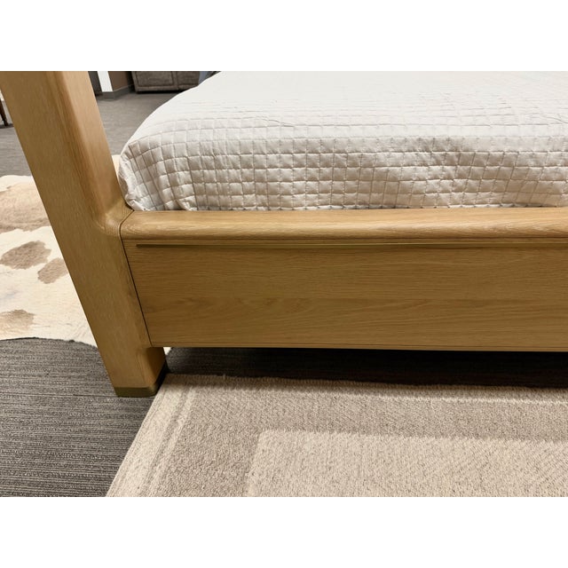 Almond Case & Canvas "Angelo" King Sized Canopy Bed in Natural Oak With Brass Accents For Sale - Image 8 of 13