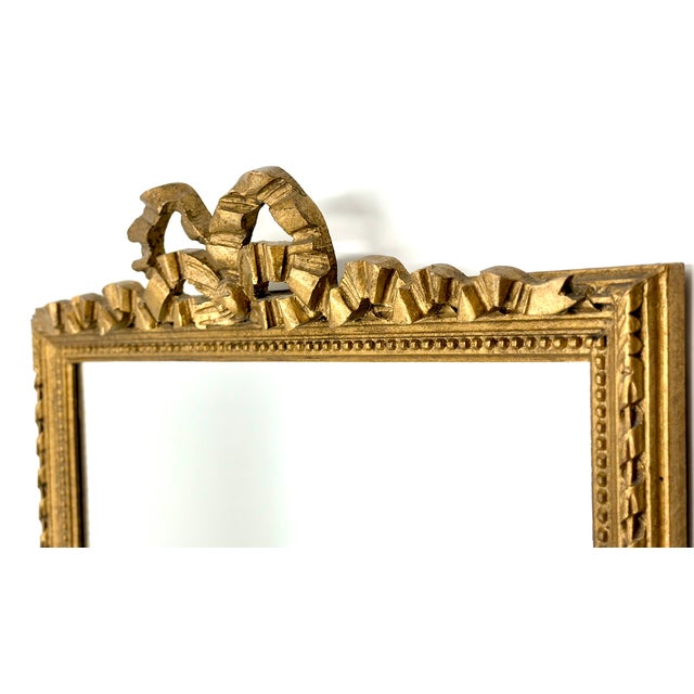 Mid-Century Modern Vintage French Rectangular Giltwood Bow & Ribbon Mirror For Sale - Image 3 of 6