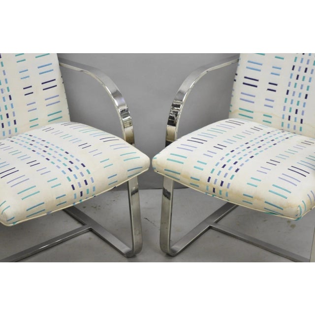 Vintage Mid Century Modern Brno Style Chrome Cantilever Arm Chairs after Milo Baughman - a Pair For Sale - Image 4 of 15