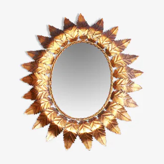 Metal Oval Sun Mirror For Sale - Image 7 of 7