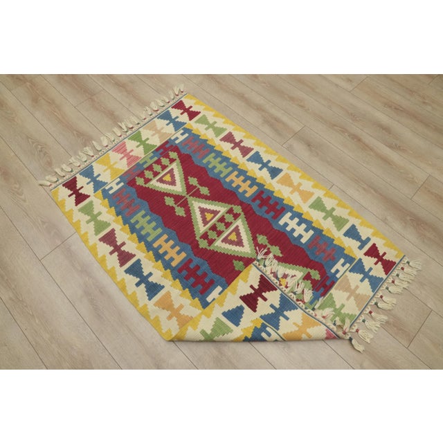 1970s Scandinavian Geometric Yellow Cappadocia Kilim Rug For Sale In Sacramento - Image 6 of 13