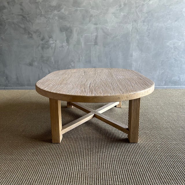 2020s Reclaimed Elm Wood Oval Coffee Table 59" For Sale - Image 5 of 11