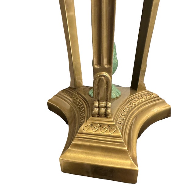 Vintage French Empire Style Mint Green and Brass Table Lamp For Sale - Image 11 of 12