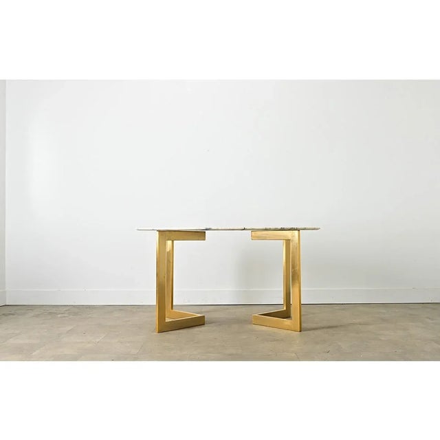 Metal French Modern Oval Marble Dining Table For Sale - Image 7 of 12