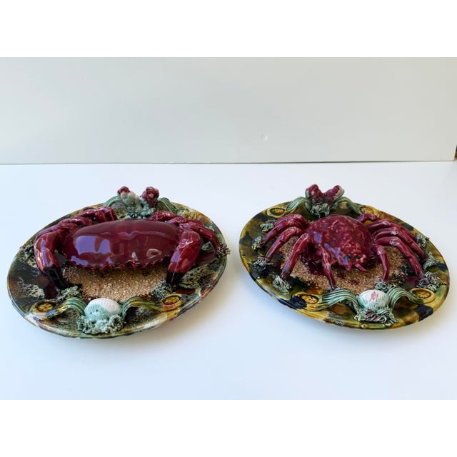 Pair of French Palissy Majolica Crab Plates For Sale In Buffalo - Image 6 of 12