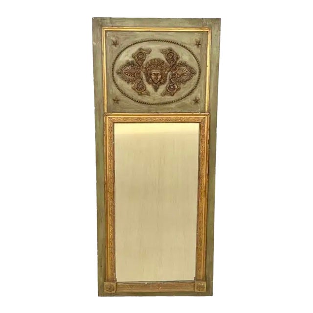 18th Century Antique French Trumeau Mirror in Gilt Wood, Neoclassical For Sale