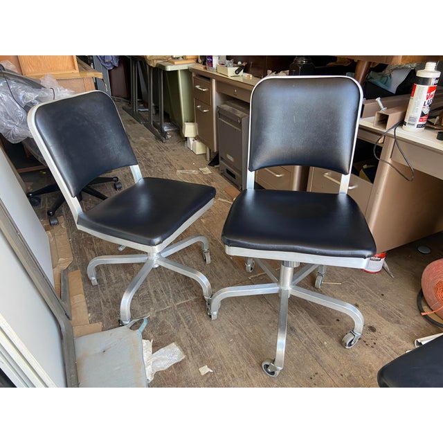 Black Pre Owned Emeco Navy Swivel Aluminum Desk Chair For Sale - Image 8 of 12