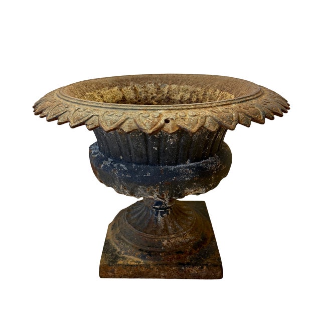 Antique Cast Iron Garden Urn For Sale - Image 4 of 9