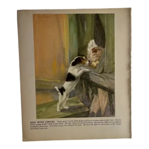 1940s Diana Thorne Terrier With Chicken Illustration Print