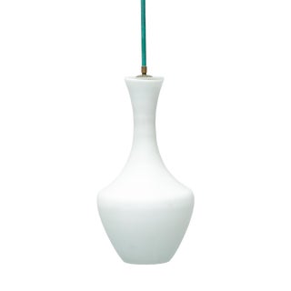 Opal Glass and Metal Pendant Light, 1970s For Sale