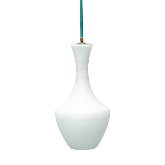 Opal Glass and Metal Pendant Light, 1970s For Sale