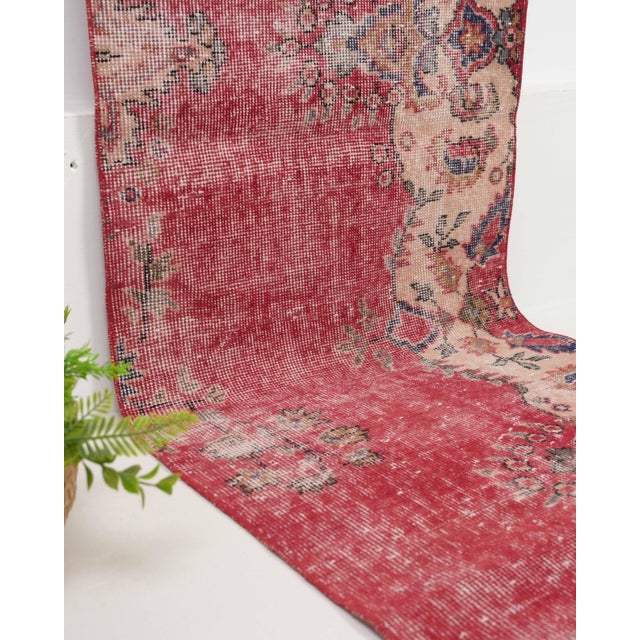 1970s 1970s Vintage Turkish Handmade Wool Cotton Red Runner Rug For Sale - Image 5 of 11