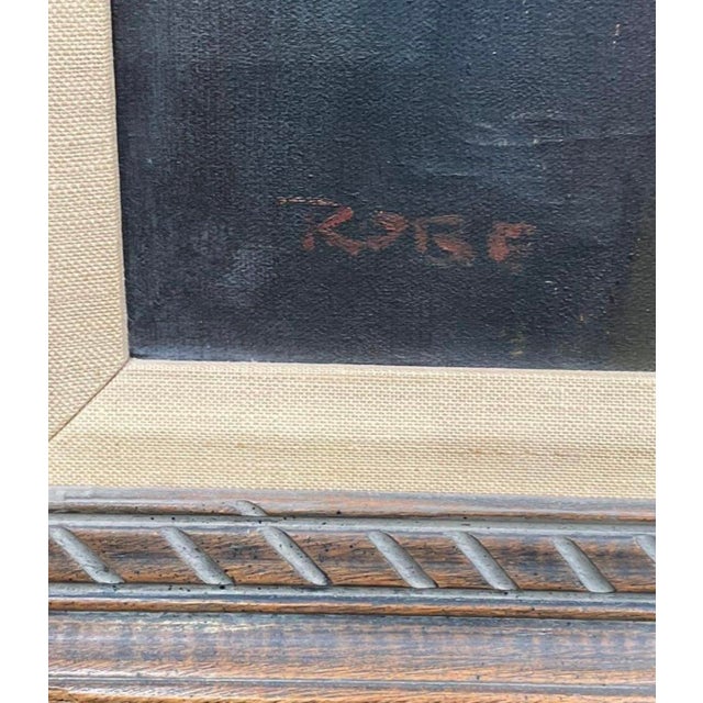 Figurative Mid-Century Portrait of a Woman Smoking a Pipe, Signed Oil Painting For Sale - Image 3 of 4