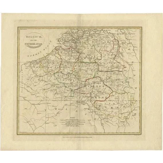 Early 19th Century Antique Map of Belgium and Part of the Southern Netherlands, 1810 For Sale - Image 5 of 5
