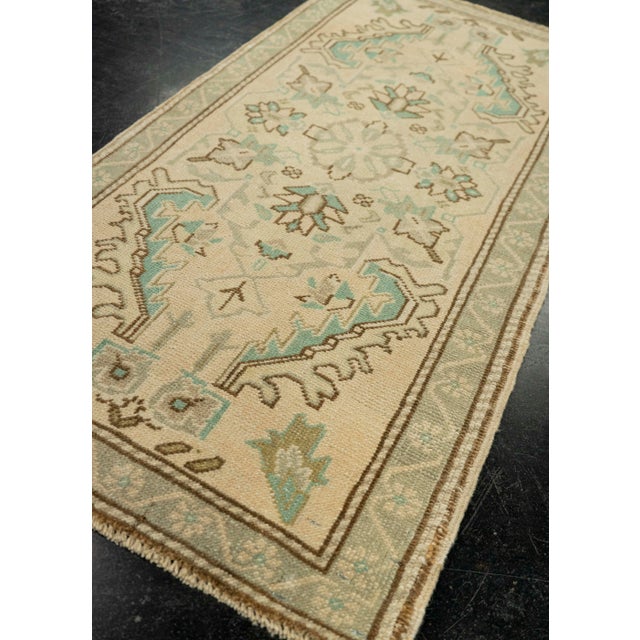 Textile Turkish Mini Rug Oriental Hand Knotted Vintage Rug 1'9" x 3'7" #21073 For Sale - Image 7 of 8