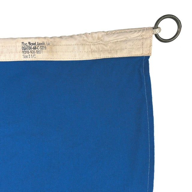 Rustic Oversize Vintage Sewn Nautical Signal Flag For Sale - Image 3 of 4