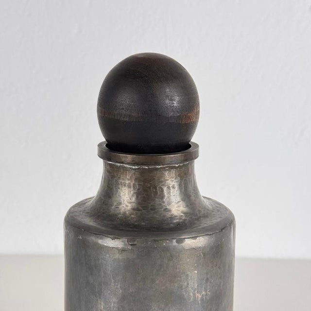 Hammered Aluminum Decorative Bottle attributed to Lorenzo Burchiellaro, 1960s For Sale - Image 3 of 14
