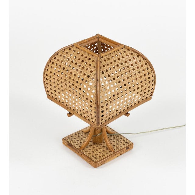 Mid-Century Modern Rattan and Wicker Table Lamp, 1960s For Sale - Image 6 of 11