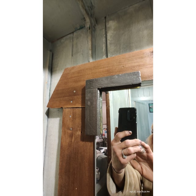 Stunning 5x4' Custom Redwood Mirror – 1950s Vintage & Local Artistry For Sale - Image 4 of 10