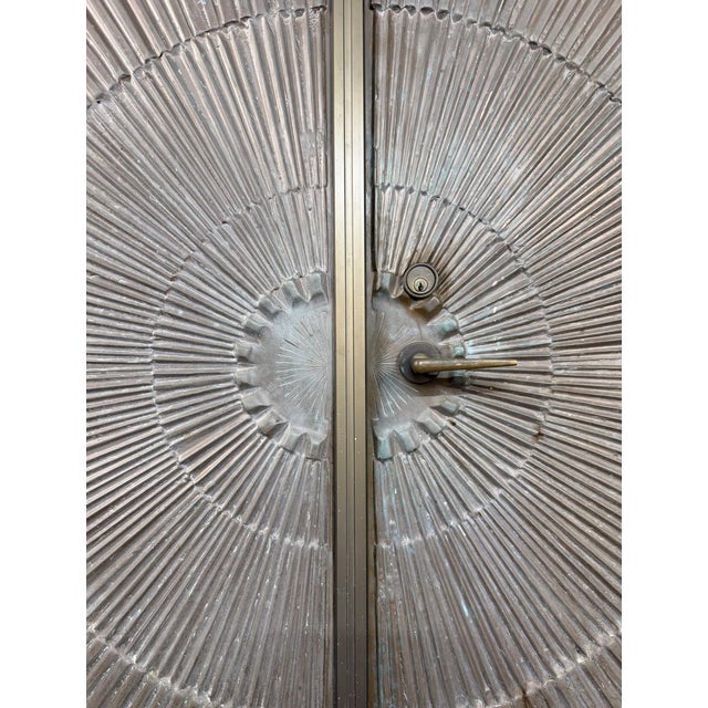 Monumental Kaylien Lustr-Metl Bronze Sunburst Double Doors For Sale - Image 11 of 15