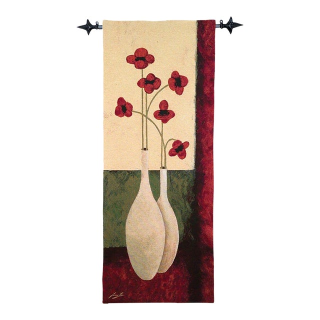 Vases II Loom Woven Tapestry - 152 X 64 Cm (5'0" X 2'1") - Requires Rod Size 2 For Sale