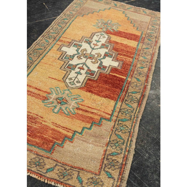 Textile Turkish Mini Rug Oriental Hand Knotted Vintage Rug 1'8" x 3'3" #21222 For Sale - Image 7 of 8