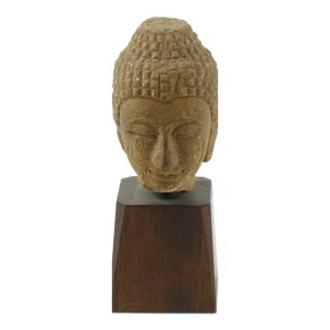 Antique 19th Century Small Clay Head of Buddha