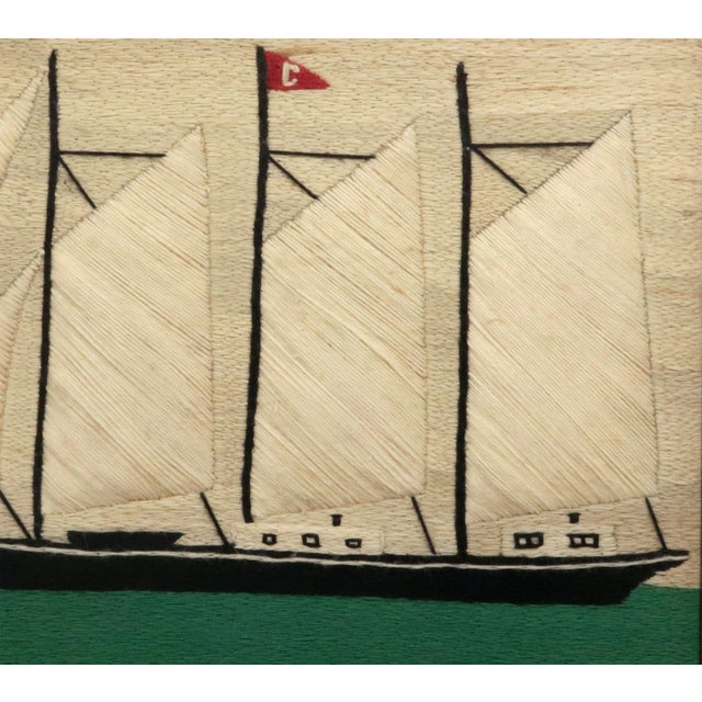 British Sailor's Woolwork of a Three-Masted Schooner Under Full Sail For Sale - Image 4 of 8