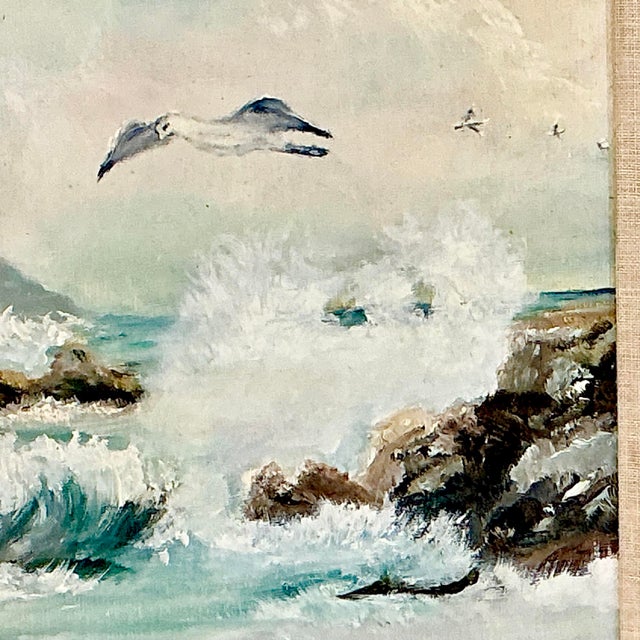Mid-Century Modern Mid-Century Impressionist Coastal Seascape Original Oil Painting, “Old North Sea”. For Sale - Image 3 of 13