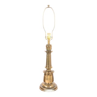 Ralph Lauren Style Mid-Century Hollywood Regency Large Brass Table Lamp For Sale