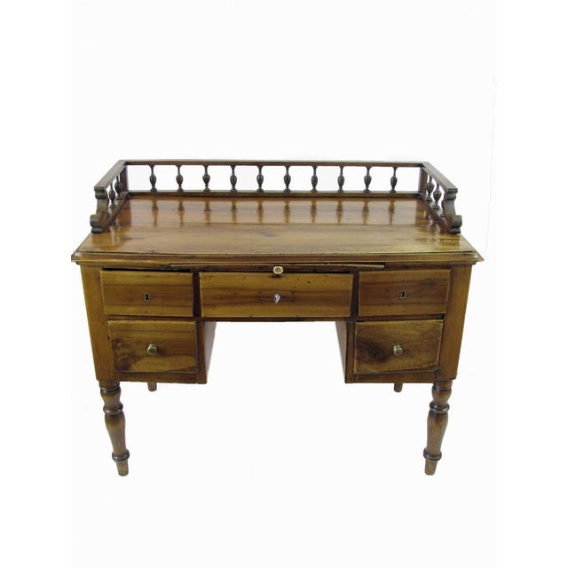 Antique Center Desk in Walnut, 1800s For Sale - Image 6 of 6