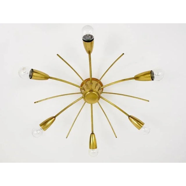 Metal Modernist Brass Sun-Shaped Flush Mount attributed to J. T. Kalmar for Kalmar, Austria, 1950s For Sale - Image 7 of 9