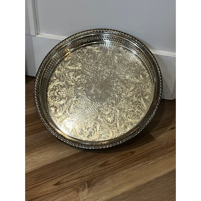 Hollywood Regency International Silver Co- Silverplate Tray For Sale - Image 3 of 9